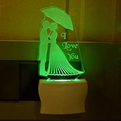 AFAST 3D Illusion The Sweet Couple Multi Colour LED Night Lamp Night Lamp  (10 cm, White)